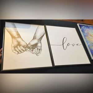 2 Black&White Poster Art Holding Hands Pinky Promise Sketch 16x20 Bundle